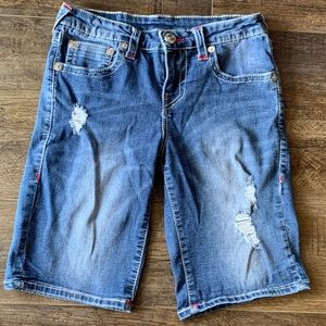 ❤️SOLD Children’s True Religion cut off jean shorts  12